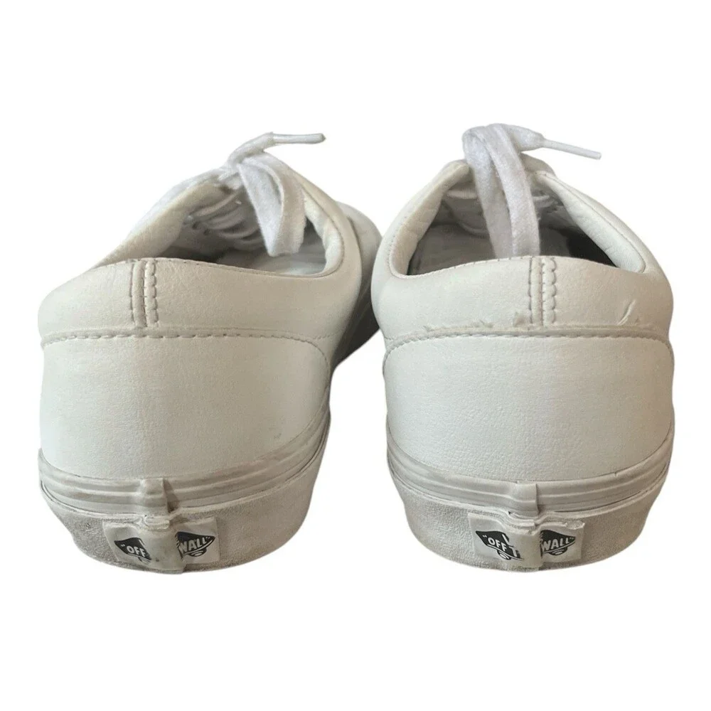Vans Doheny Mens Skate Shoes Leather Trainers Triple White Lace Up Size 9